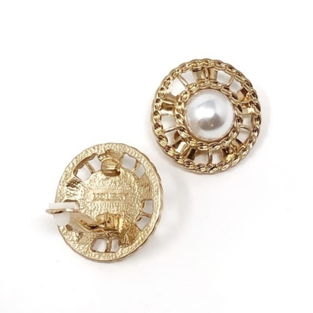 4/$25 Moussy Faux Pearl Clip on Earrings Woven